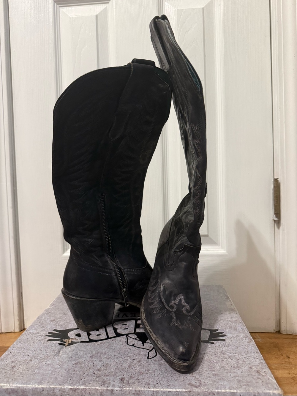 Corral Black Western Knee-High Heeled Boots